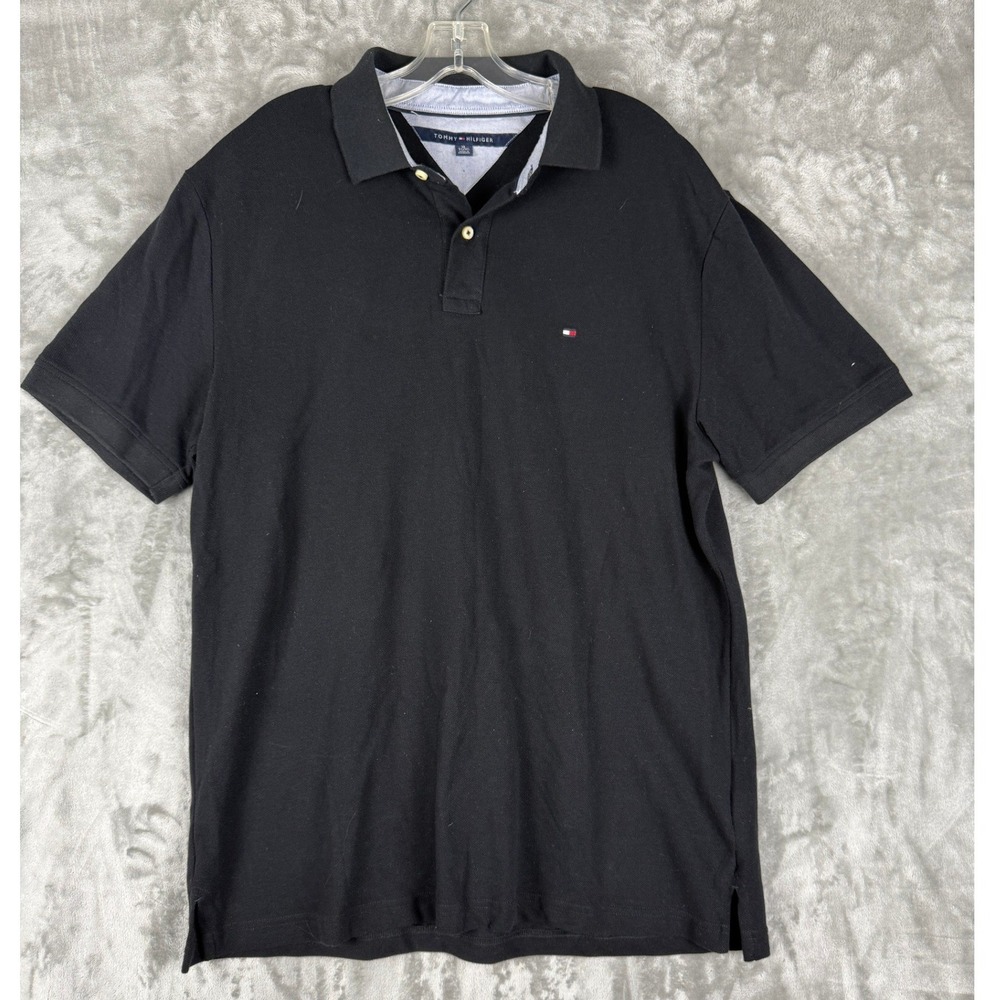 Tommy Hilfiger Black Short Sleeve Polo Shirt Mens XL Classic Logo